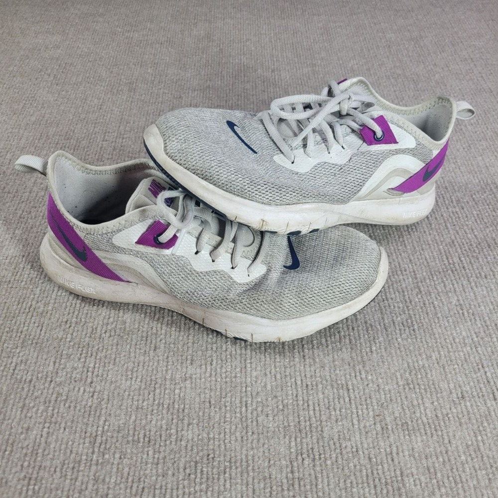 Nike Flex Trainer 9 Womens 8 Wolf Grey Purple Athletic Sneakers AQ7491-009